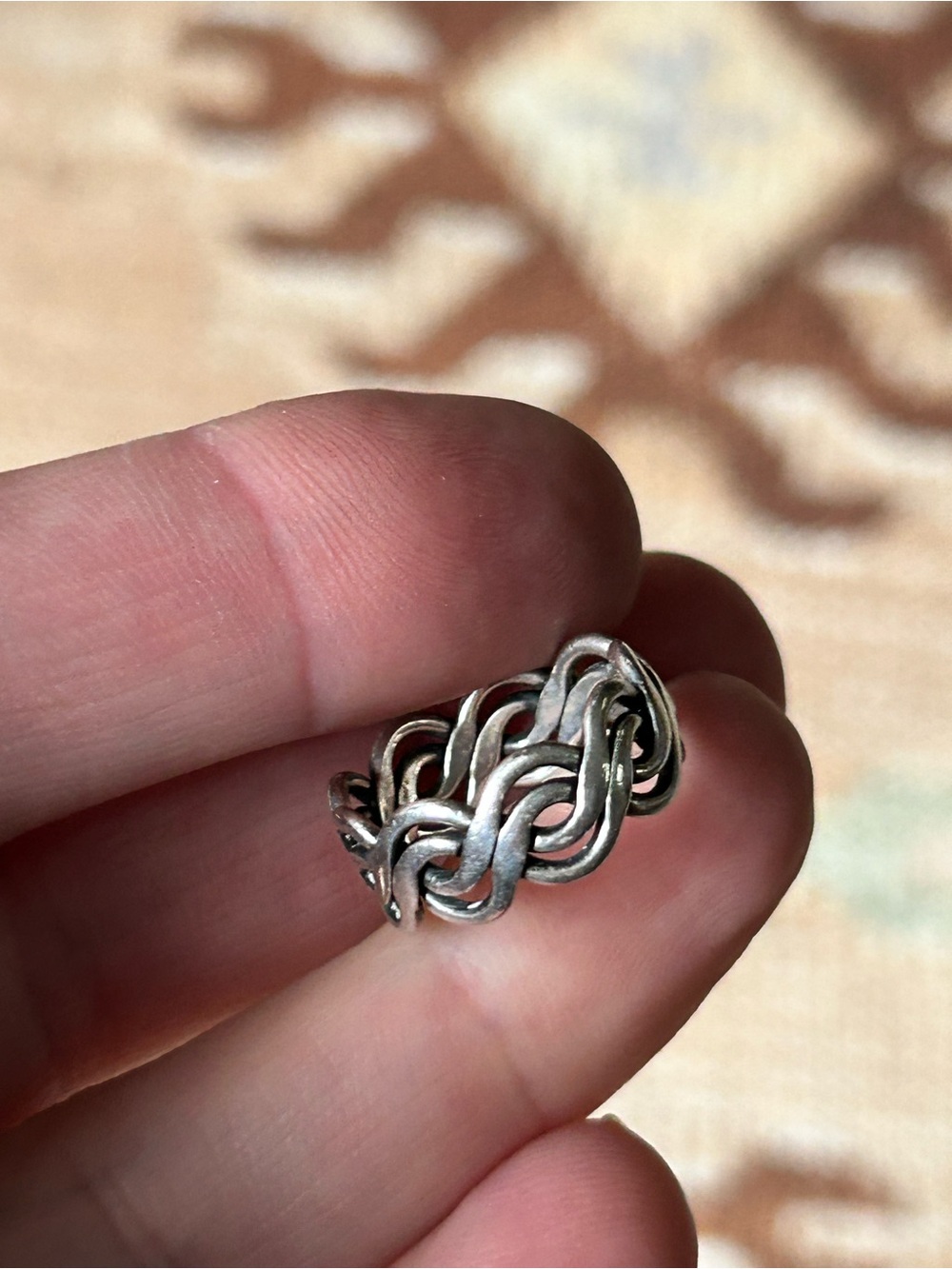 Sterling Silver Intricate Knot Band Ring - Silver